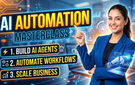 AI Automation Thumbnail AI Girl Pointing to the hologram