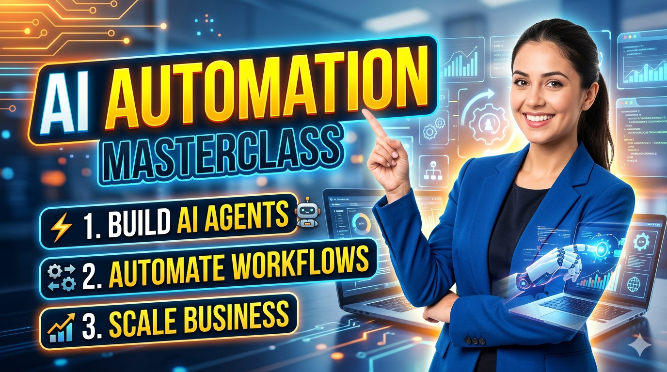 AI Automation Thumbnail AI Girl Pointing to the hologram